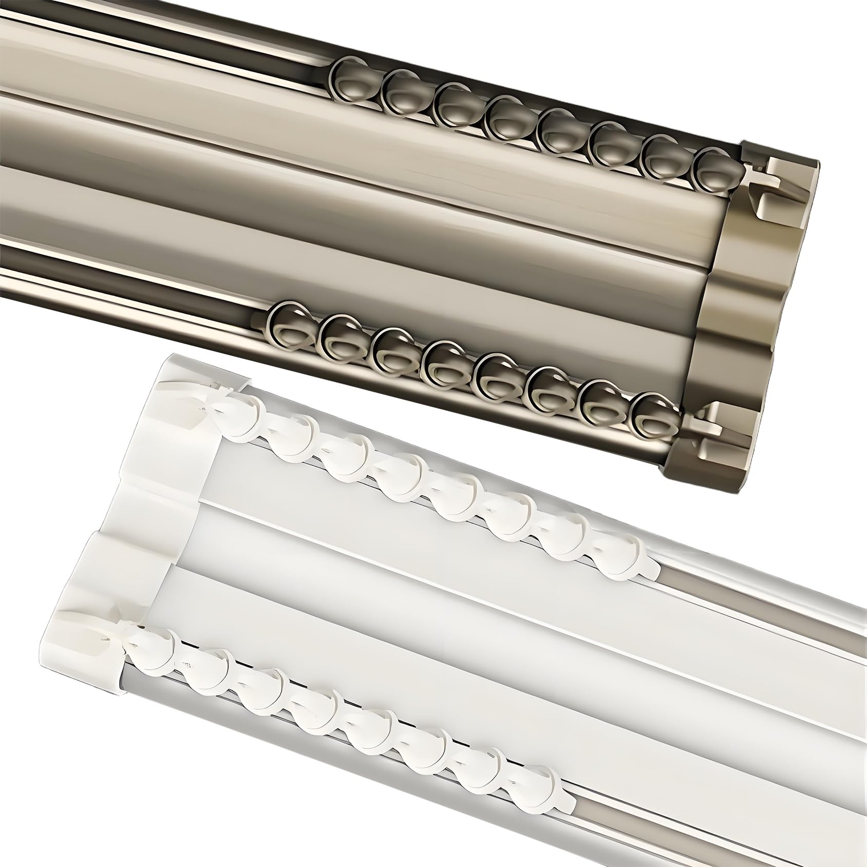 Cmjymx White Double Curtain Track Rod, Curtain Conjoined Double Track, Ceiling Track For Curtains, Sliding Curtain Rail For Space 2.3Ft - 19.7Ft Wide(,9.2Ft/280Cm)