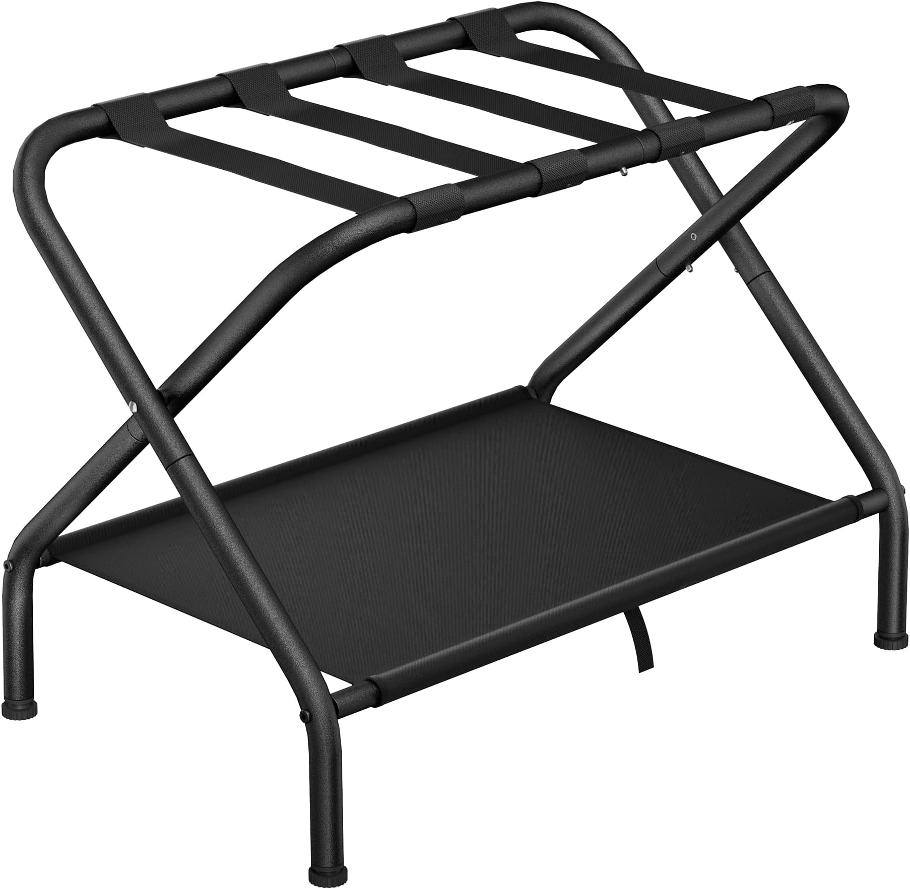 Luggage Rack , Folding Load-Bearing Steel Rack, Easily Assemble Metal Bracket, Narrow, Foldable, for Guest Room, Bedroom, Hotel Space Storage Rack, Black (1Pack)