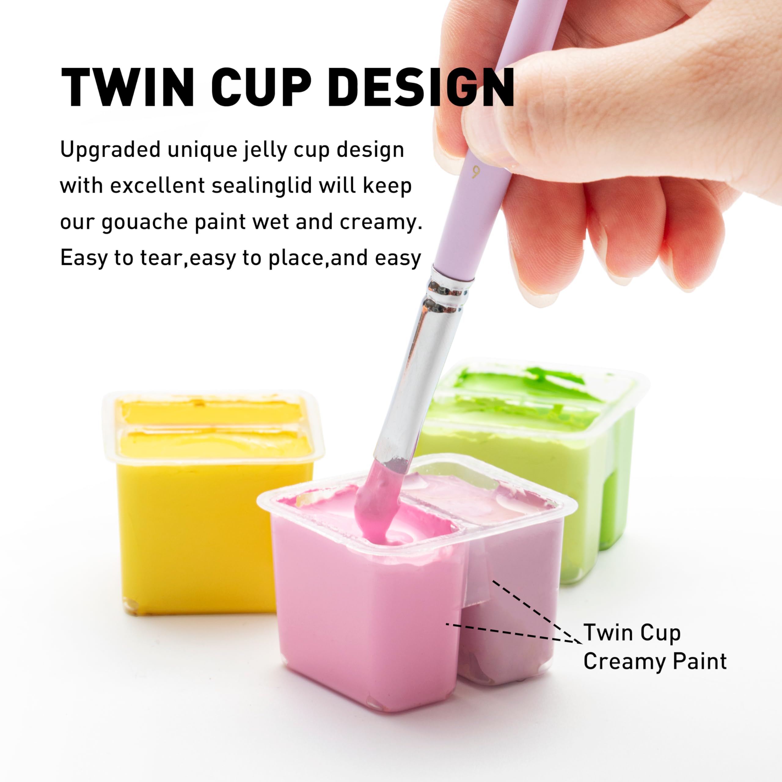 HIMI Ensemble de peinture gouache double tasse, 48 couleurs, 12 g, peinture non toxique pour toile et papier, fournitures artistiques pour professionnels (Peach Fuzz)