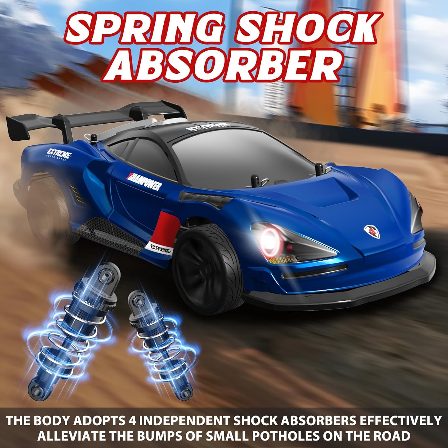 1/16 Fast RC Cars for Adults, RC Drift Car, 38KM/H High-Speed 4WD, Full Proportional Control, 6 LED Light Modes, 2 Rechargeable Batteries, RTR Drifting for Adults, Gift for Boys Kids and Girls