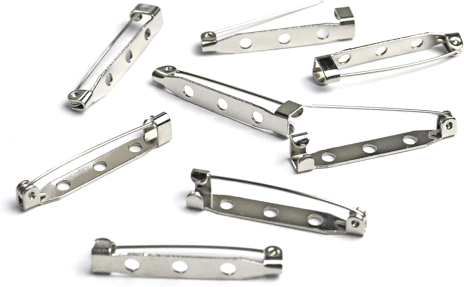 Bar Pins Brooch Clasp Pin Backs Safety Pin 100 Pieces Silver for Name Tags, Badges 1.25 Inch (32mm)