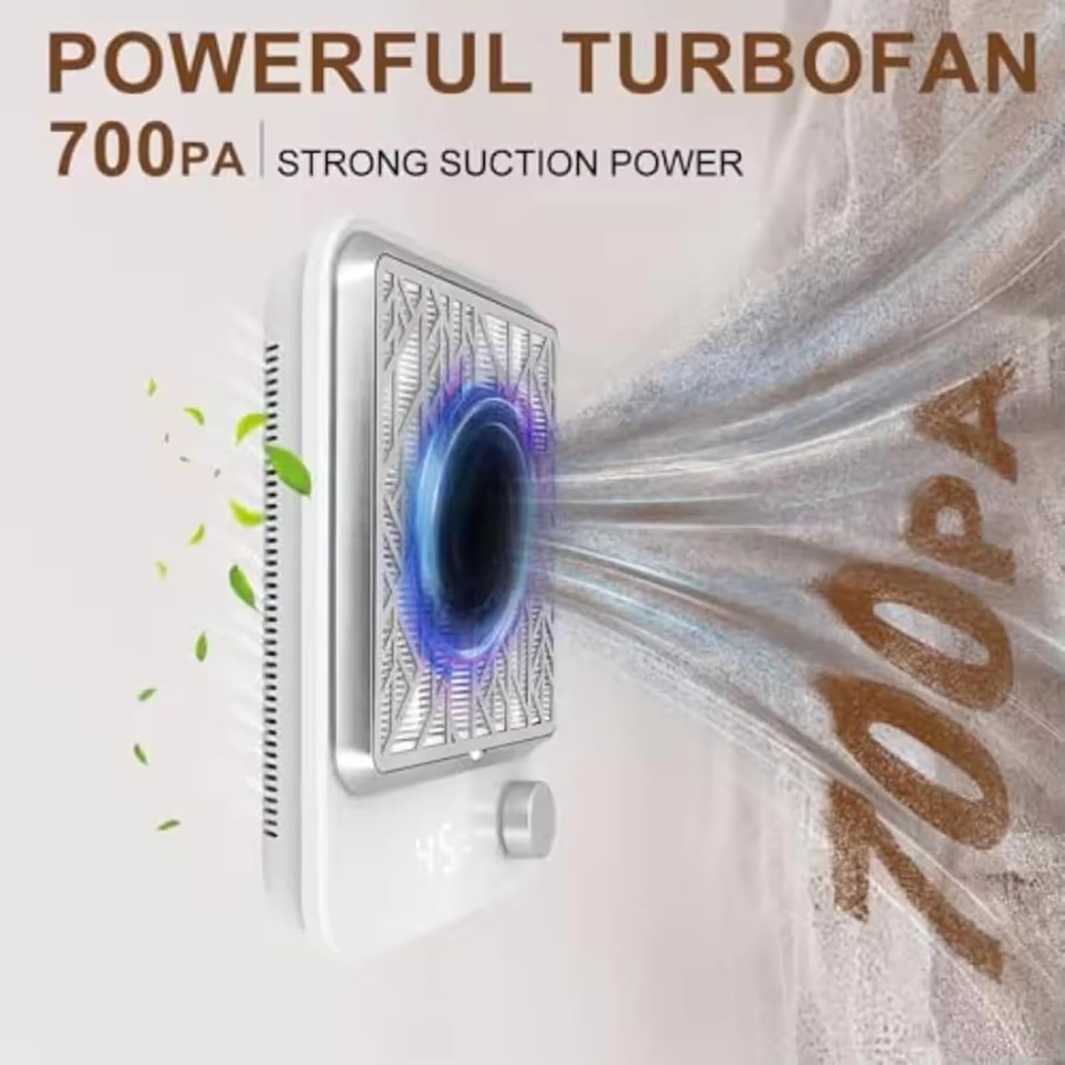 Nail Dust Collector 4500PRM, Rechargeable Dust Vacuum Vent with Reusable Filter Extractor Fan Super Suction Cordless Manicure Machine Professional Salon Nails Drilling Polish