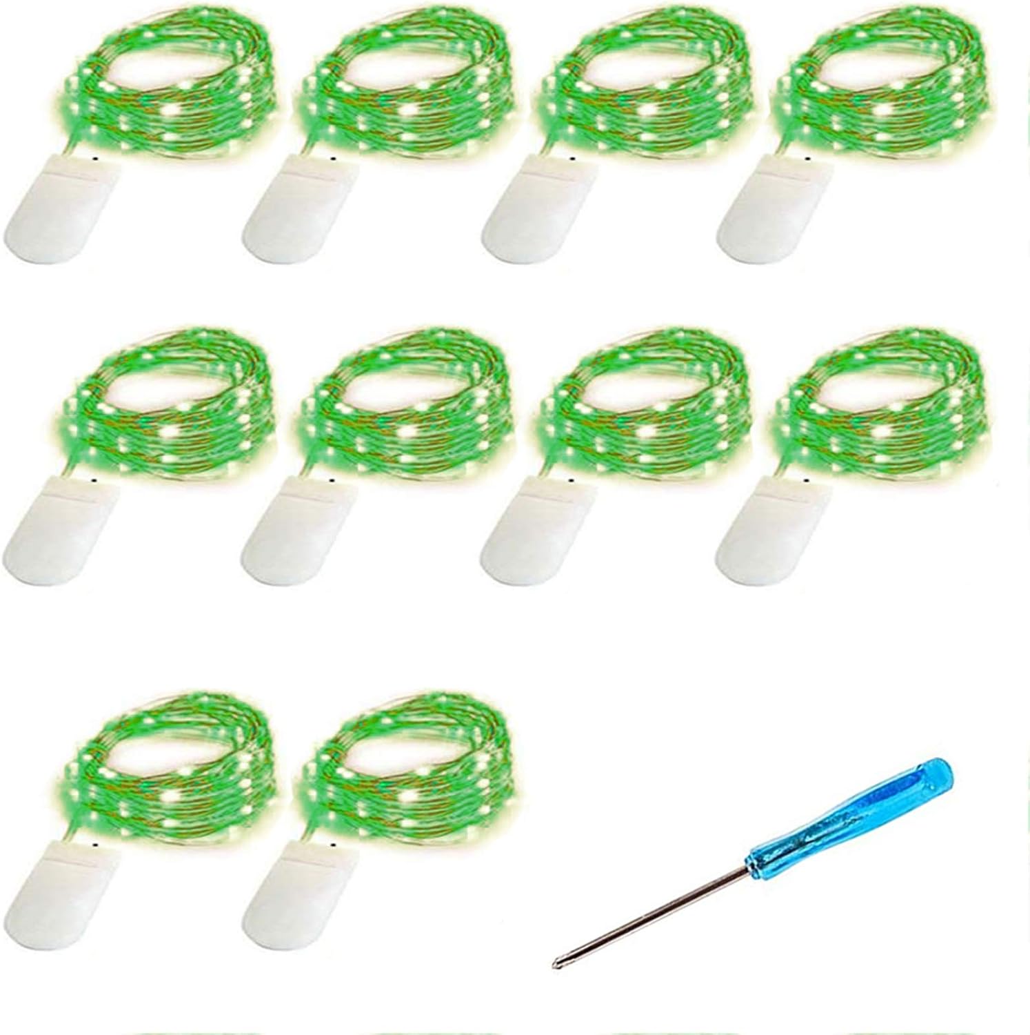 Fainyearn 10 Pack Fairy String Lights Battery Operated(Incl) LED Moon Lights Wire Vase Lights for Centerpieces Party DIY Wedding Table Decorations Holiday Festival(Green)