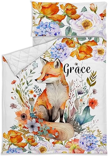 Tapete para siesta personalizado con nombre, saco de dormir personalizado para niños pequeños con funda de almohada y colcha de manta, saco de