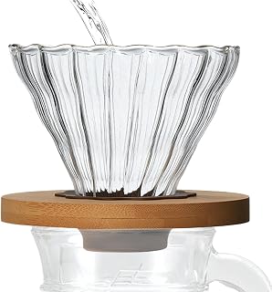 Glass Pour Over Coffee Dripper, Glass Pour Over Coffee Dripper Reusable | Pour Over Glass Coffee Maker Drip Accessories Single Cup Filter for Home Workplace