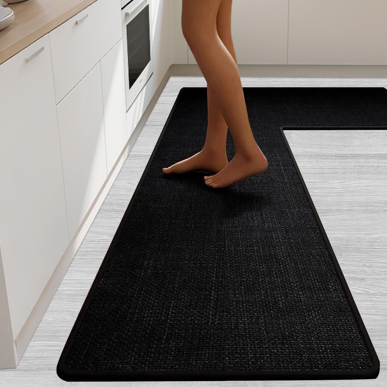 SMILEGIF Anti-Slip Corner Kitchen Rug, 1 Piece L-Shaped Floor Mats