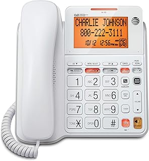 AT&T CL4940 Corded Standard Phone with Answering System and Backlit Display, White