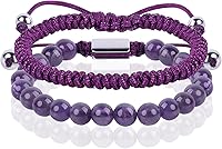 Vista 40 de Black Beaded Bracelets for Men Boys: 6mm Obsidian Onyx Lava Beads Mens Bracelet Set Mens Jewelry - Cool Anniversary Valentines Fathers Birthday