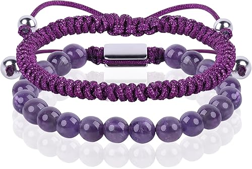 Miniatura 40 de Black Beaded Bracelets for Men Boys: 6mm Obsidian Onyx Lava Beads Mens Bracelet Set Mens Jewelry - Cool Anniversary Valentines Fathers Birthday