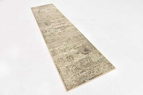 Miniatura 4 de Unique Loom Tuareg Collection - Alfombra abstracta tradicional vintage envejecida, 2 pies (6 pulgadas) x 10 pies, beigemarrón