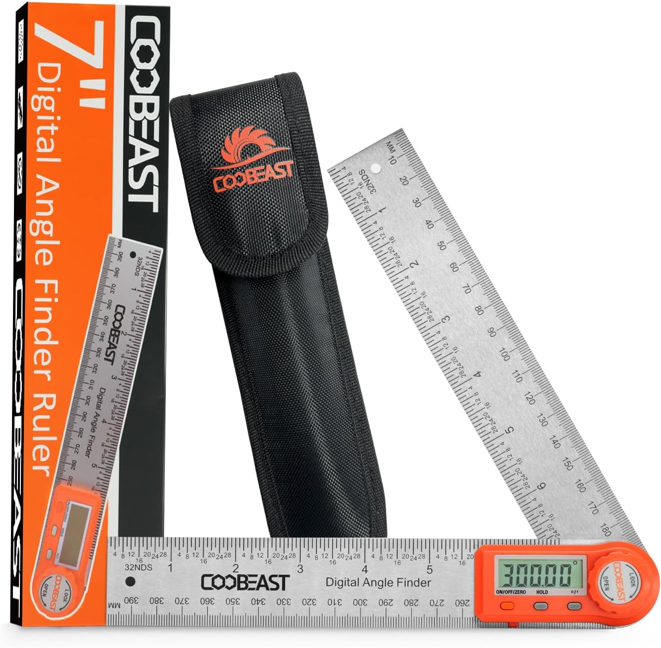 Digital Angle Finder Ruler, Digital Angle Finder with 7 Inch/200 mm, Stainless Steel Digital Protractor for Woodworking, Construction, Architects & DIY Portable Digital Goniometer with Case