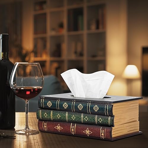 Miniatura 3 de Funda rectangular para caja de pañuelos de madera retro, hecha a mano, diseño retro, para libros, dispensador, funda de papel, servilletero,