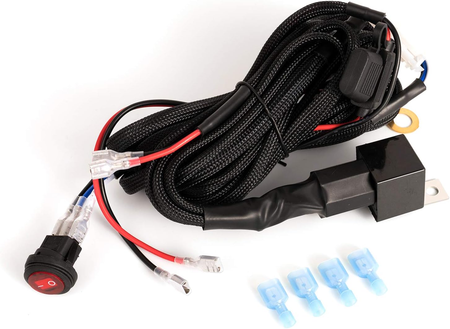 12V 40A Universal LED Light Bar Wiring Harness Kit With Relay, Fuse & ON/OFF Switch - For Off-Road Trucks, Jeeps, UTVs