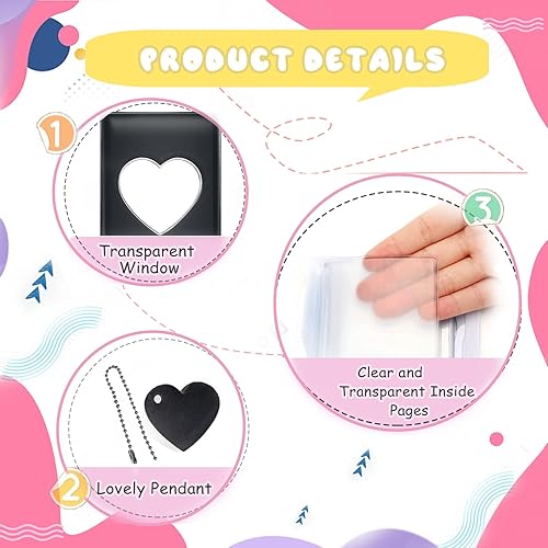 Miniatura 3 de Carpeta para tarjetas fotográficas, libro de 3 pulgadas, mini álbum de fotos portátil, bonito carpeta de tarjetas Kpop, álbum de tarjetas