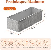 Lifewit 4 db-os Hemnes Fiókrendező Szett - Szürke Textil Tárolódoboz Ruhákhoz, Zoknikhoz, Fehérneműhöz, Gyerekruhákhoz - 39x15x11 cm 3