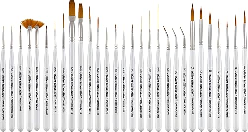 Silver Brush Limited Ultra Mini - Juego completo de pinceles acrílicos y acuarelas, pinceles artísticos de mango corto, juego de 29 piezas