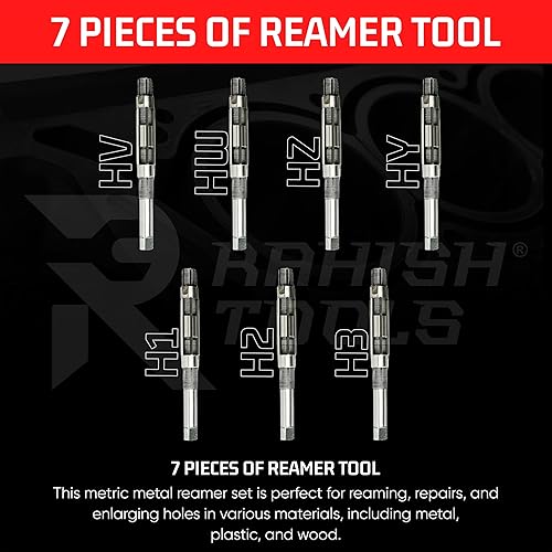 Miniatura 6 de Rahish Tools Escariador de Mano Ajustable HV a H3 Tamaños - 14" a 1532 Herramienta de Escariador para Acabado Preciso de Agujeros con Hojas de Acero