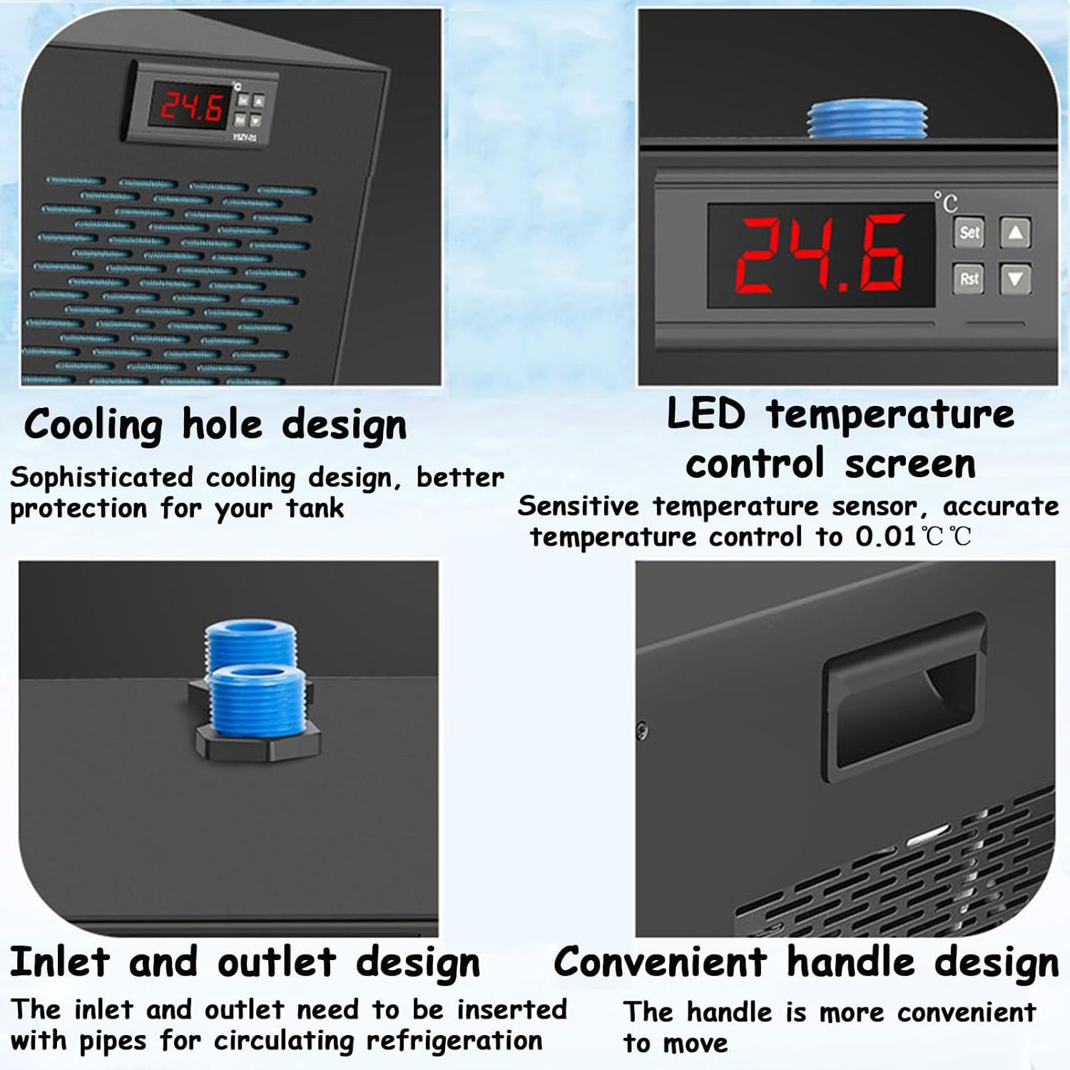 Aquarium Chiller Water Cooler 42 Gallon Water Chiller, Compressor Refrigeration 160L Fish Tank Cooling Fan Air-Cooled Aquatic Plant Cultivation for Hydroponics
