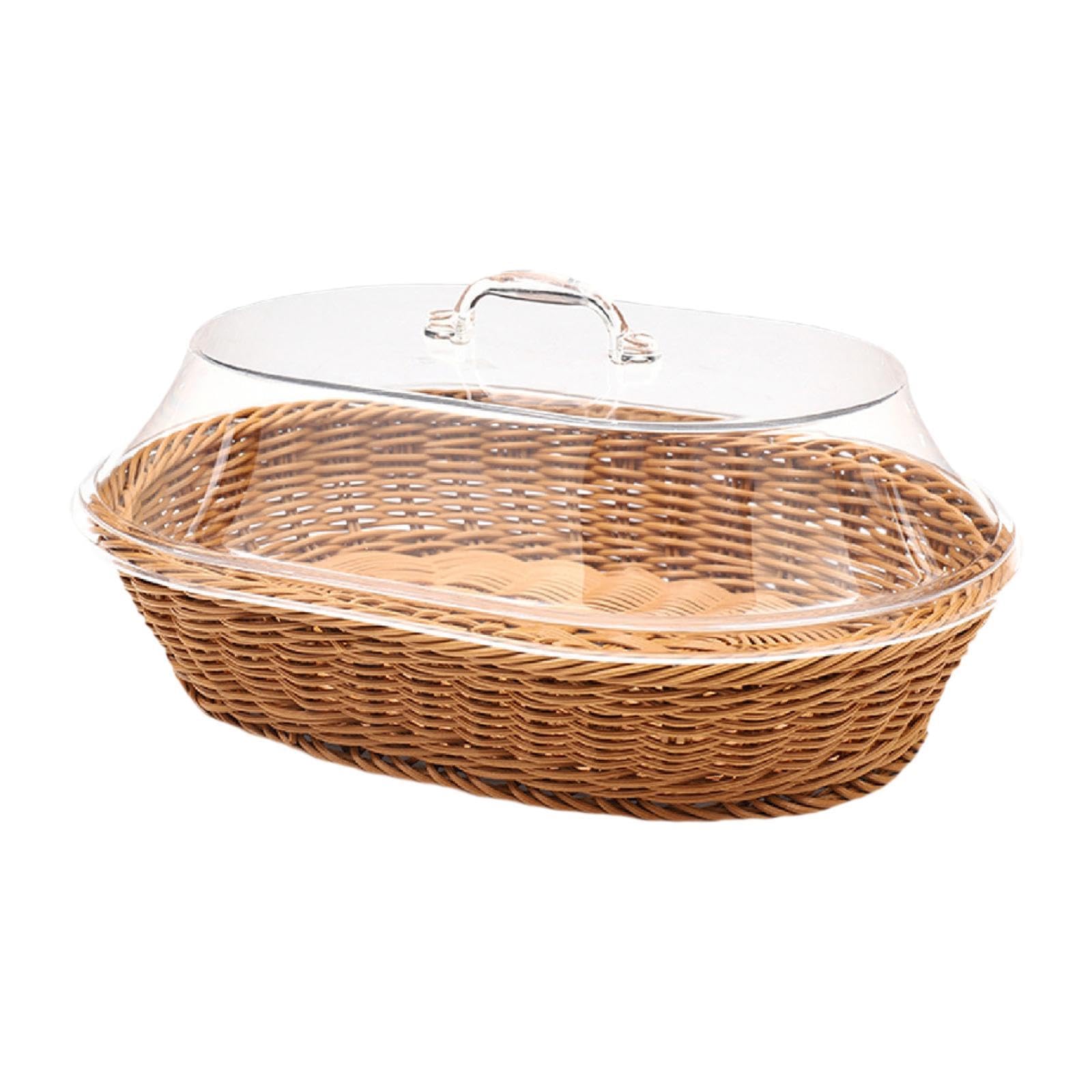 Wicker Fruit Basket with Lid Coffee Shop Imitation Rattan Woven Bread Basket 30Cmx40Cm | Storage Bins & Baskets | Home Organization | Household Supplies & Cleaning | Home & Garden-image-26