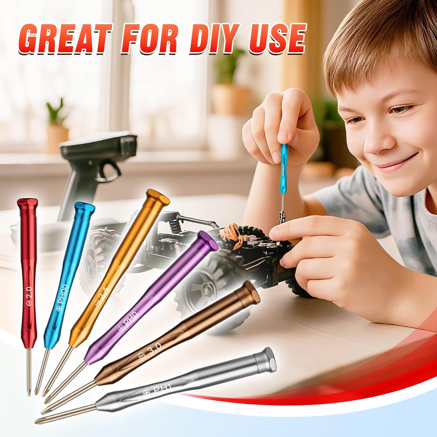DIYSELF Small Screwdriver Set 6PCS Magnetic Mini Screwdriver Set for Watches, Phone, RC, Eye Glass Repairing Kit, Gifts for Mens, Precision Screwdrivers Set for Dad, Husband from Daughter, Son, Wife