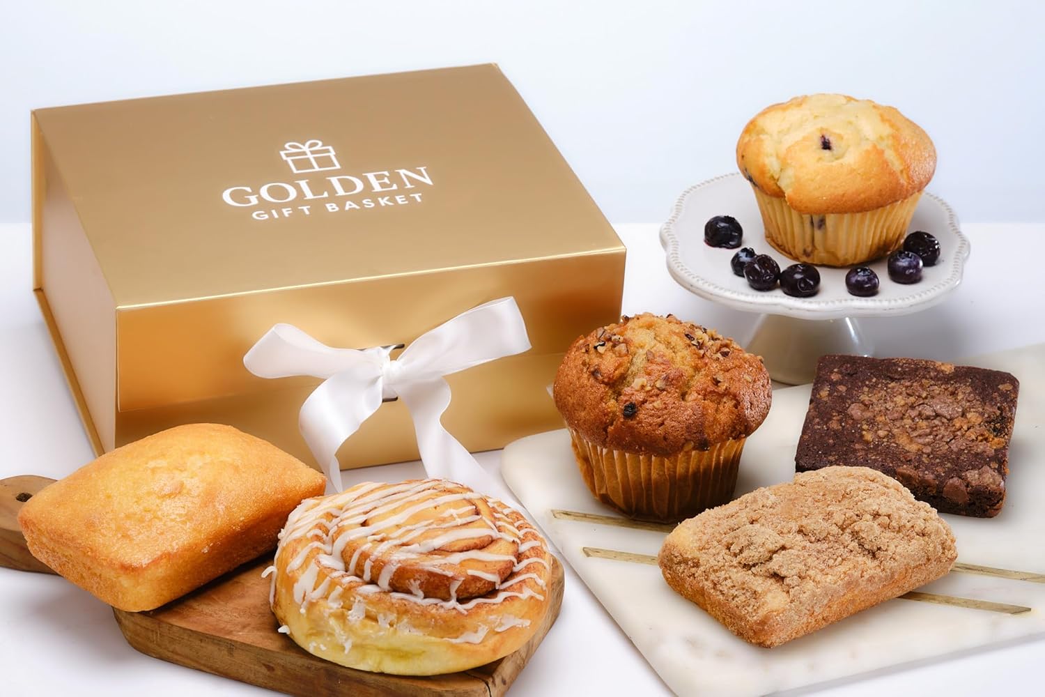 Gift of Love Mother Day Gift Basket, Bakery Gift Basket, Fresh Bakery Food Gifts Arrangement Platter, Gourmet Baked Box, Thanksgiving, Christmas, Holiday Present Idea, Corporate Him & Her, Men Women Sympathy Family Parties & Get Well- Golden Gift Basket