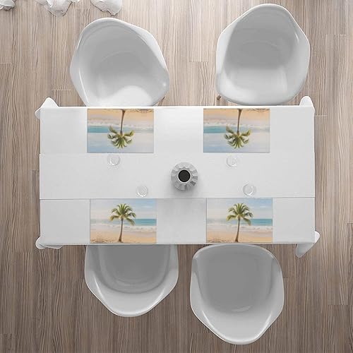 Miniatura 7 de Rectangular Placemats Set of 4, Heat Resistant Palm Trees Printed Kitchen Dining Table Mats