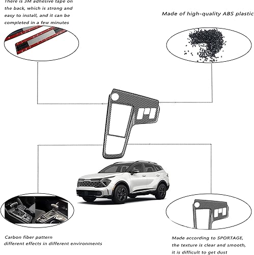 Miniatura 2 de GZBFTDH Accesorios de fibra de carbono para KIA Sportage 2023 2024  Panel de cambio de gas Consolas centrales botas de cambio pomos cubierta marco