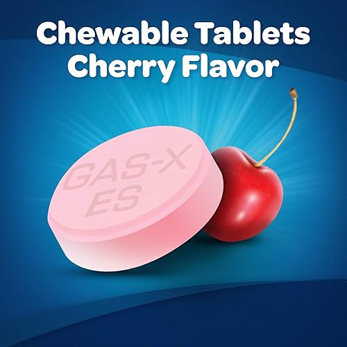 Vista 6 de Gas-X Tabletas masticables extra fuertes para aliviar gases con simeticona, 125 mg, cereza, 48