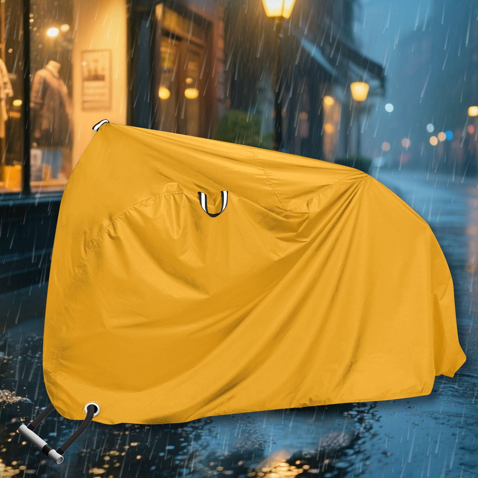 Housse de vélo imperméable orange uni jaune uni avec trous de verrouillage pour intérieur ou extérieur - Convient à la plupart des funda para bicicleta imperméable