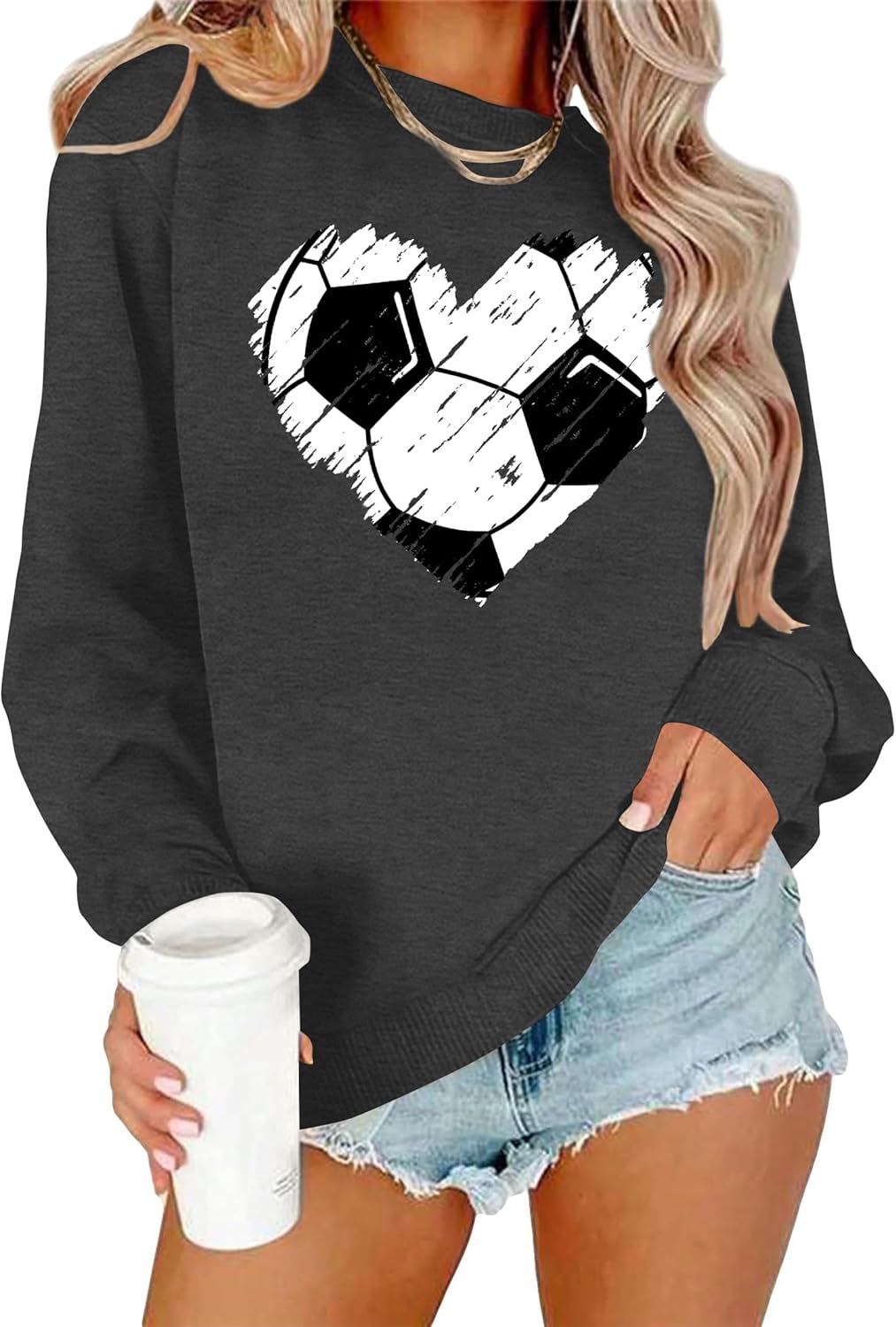 ELDPS Baseball Sweatshirt for Women: Baseball Heart Graphic Tee Shirt Funny Game Day Pullover Long Sleeve Tops
