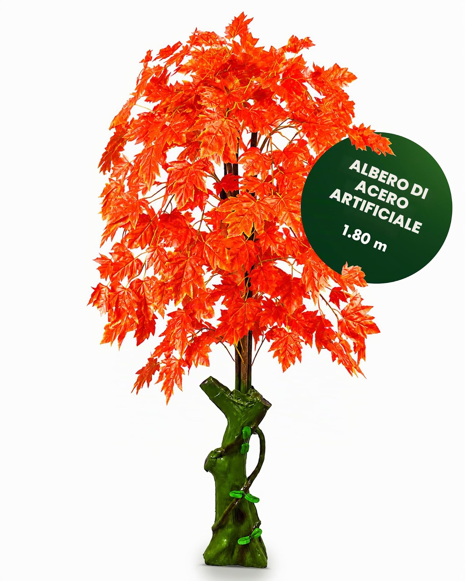 Decovego Acero Pianta Albero Artificiale Plastica 180cm Foglie Rosse