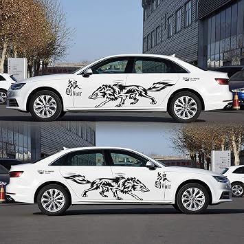 Car Body Decals Carved Hollow Wolf Decorative and Anti-Scratch Stickers Black