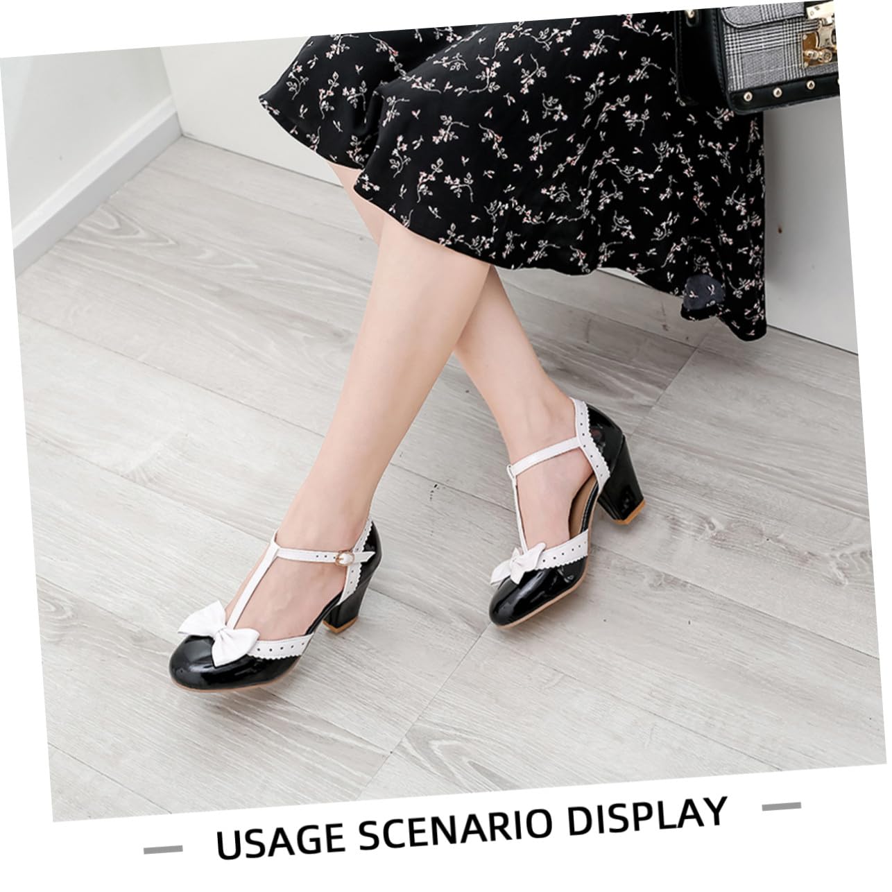 FOMIYES Sandali Estivi Tacchi Alto e Fiocco da Donna, in Pelle Verniciata Tacchi Allargato Nero 38, Eleganti e Comodi per Lavoro e Shopping Estivo