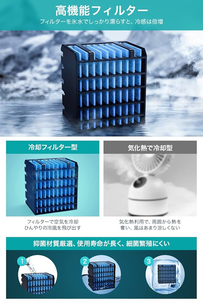 Amazon | 冷風機 強力 冷風扇 【2025節電対策＆充電式 水冷式