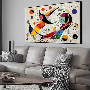Abstract Canvas Wall Art, Wassily Kandinsky Wall Art, Abstract Wall Decor, Wassily Kandinsky Artwaok, Minimalist Wall Art, Modern Wall Decor, Large Abstract Canvas Print, Office Home Decor Black Framed, 23"x15"|60x40cm