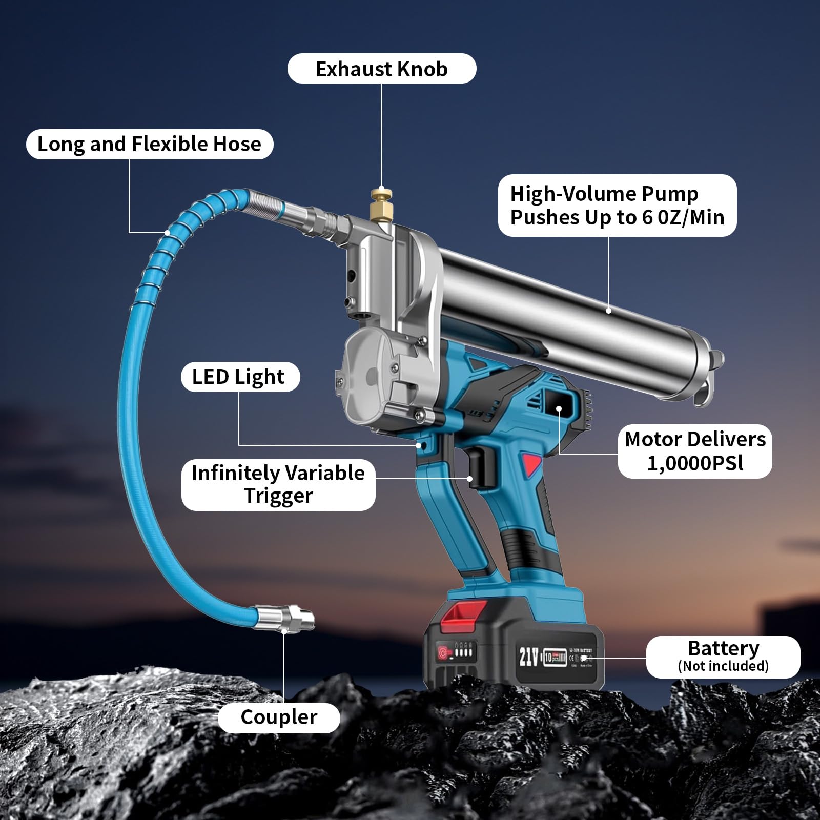 Engrasadora 2 en 1 inalámbrica para Makita – Pistola de Grasa de Alta presión hasta 10.000 PSI, diseño ergonómico (Batería no incluida)
