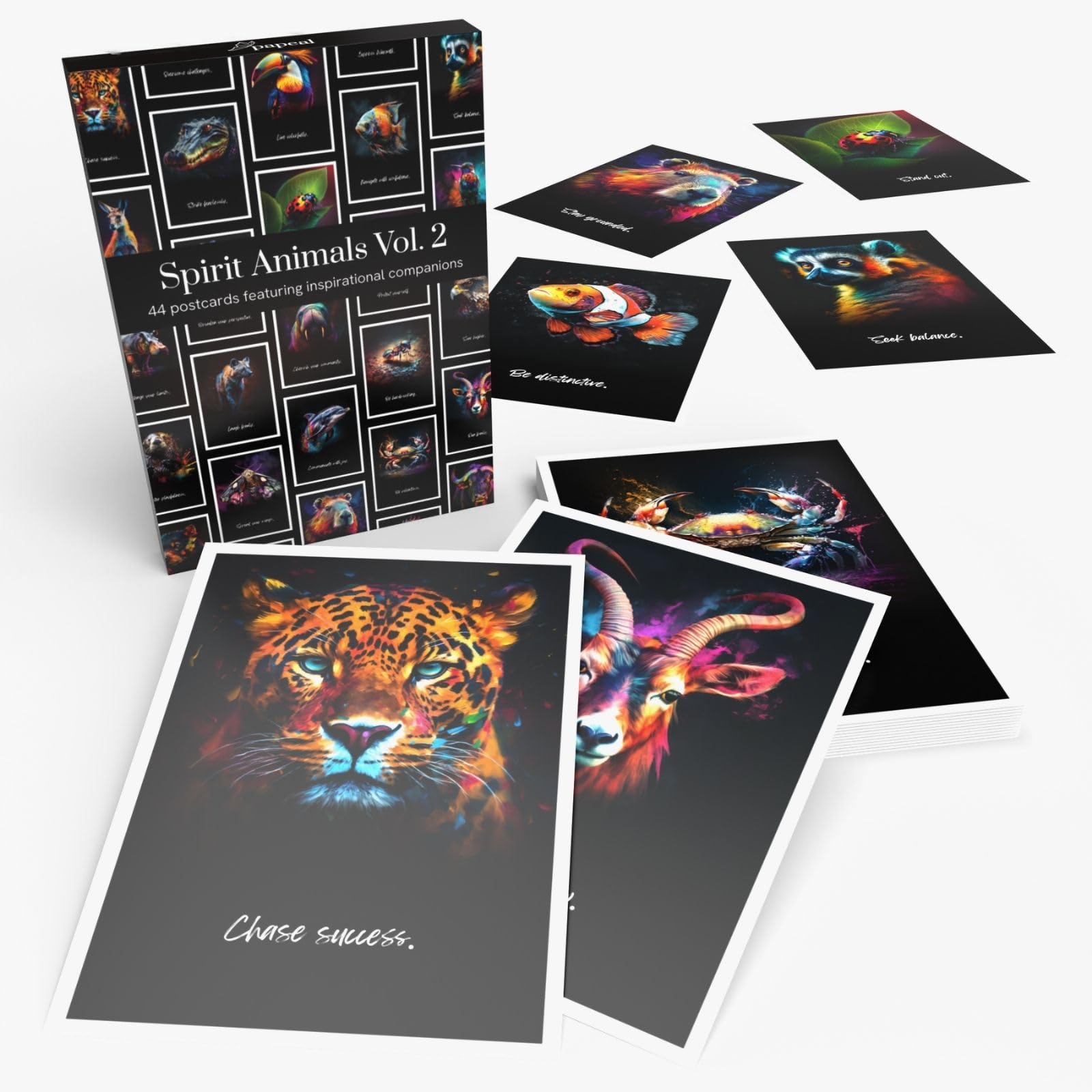 papeal MetaFox Spirit Dieren Daily Affirmatie Cards van MetaFox - Animal Art Postkaarten - Gebruik als affirmatiekaarten, aanmoedigingskaarten, motiverende kaarten, positieve bevestigingskaarten