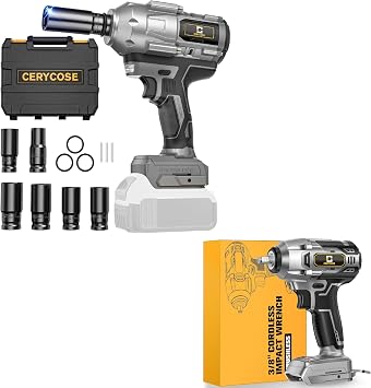 900FT-LBS 1/2 inch Impact Wrench with 6 Sockets and Durable Toolbox and 250FT-LBS 3/8 inch Wrench for Dewalt BatteryBundled products