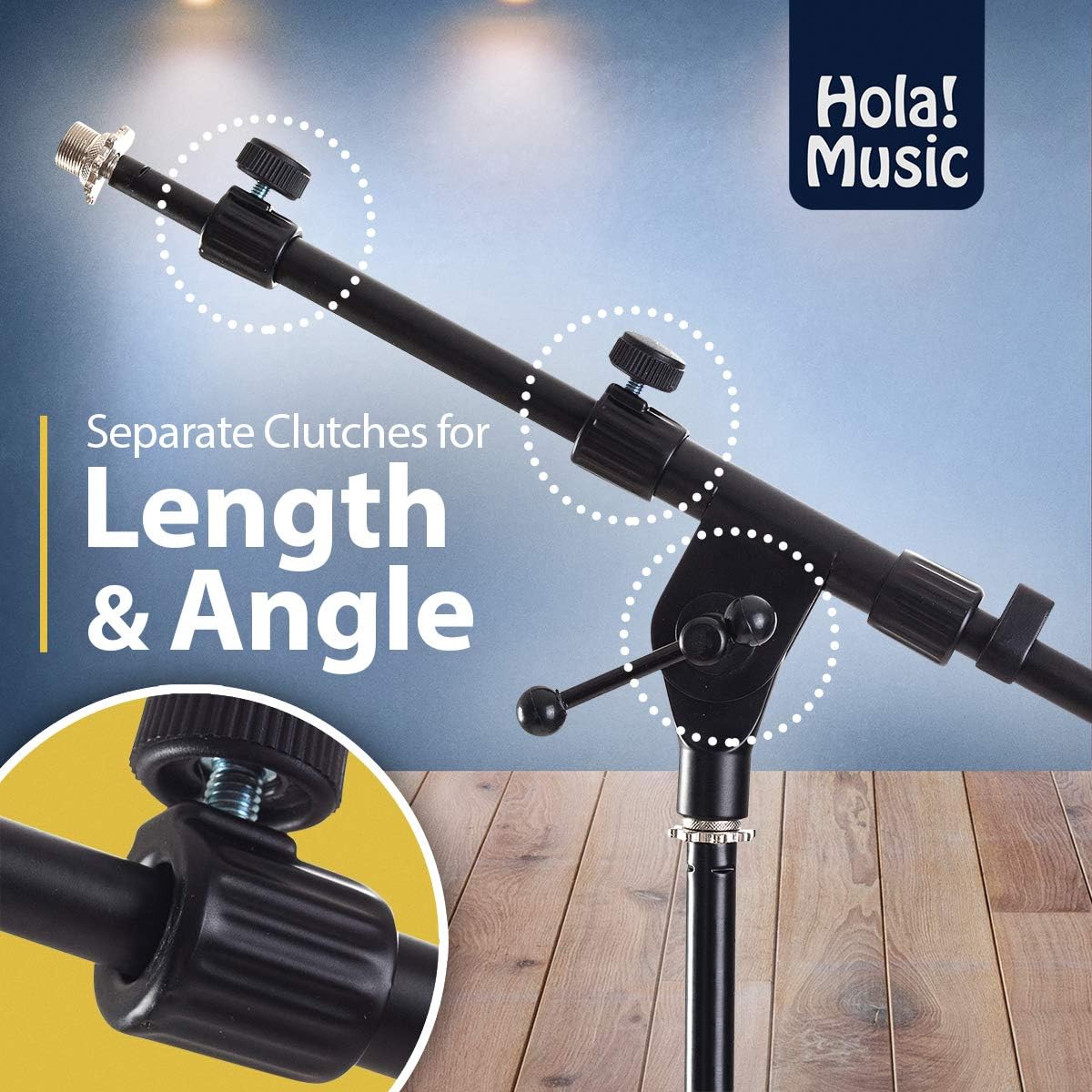 Hola! Music Mic Stand w/Adjustable Height for Home, Studio, Office or Stage Use – Weighted Base