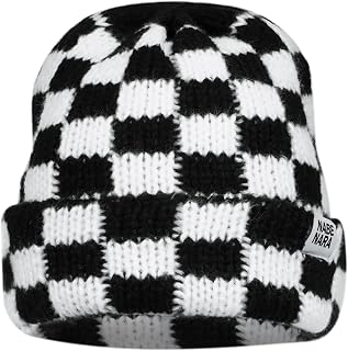 Clape Beanies Winter Plaid Cuff Knit Hat Soft Stretch Thick Chunky Warm Knitted Skull Ski Cap Toboggan Hats for Cold Weather