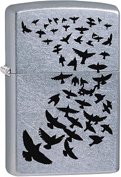 Zippo Lighter Black Birds Flying - Street Chrome 80208