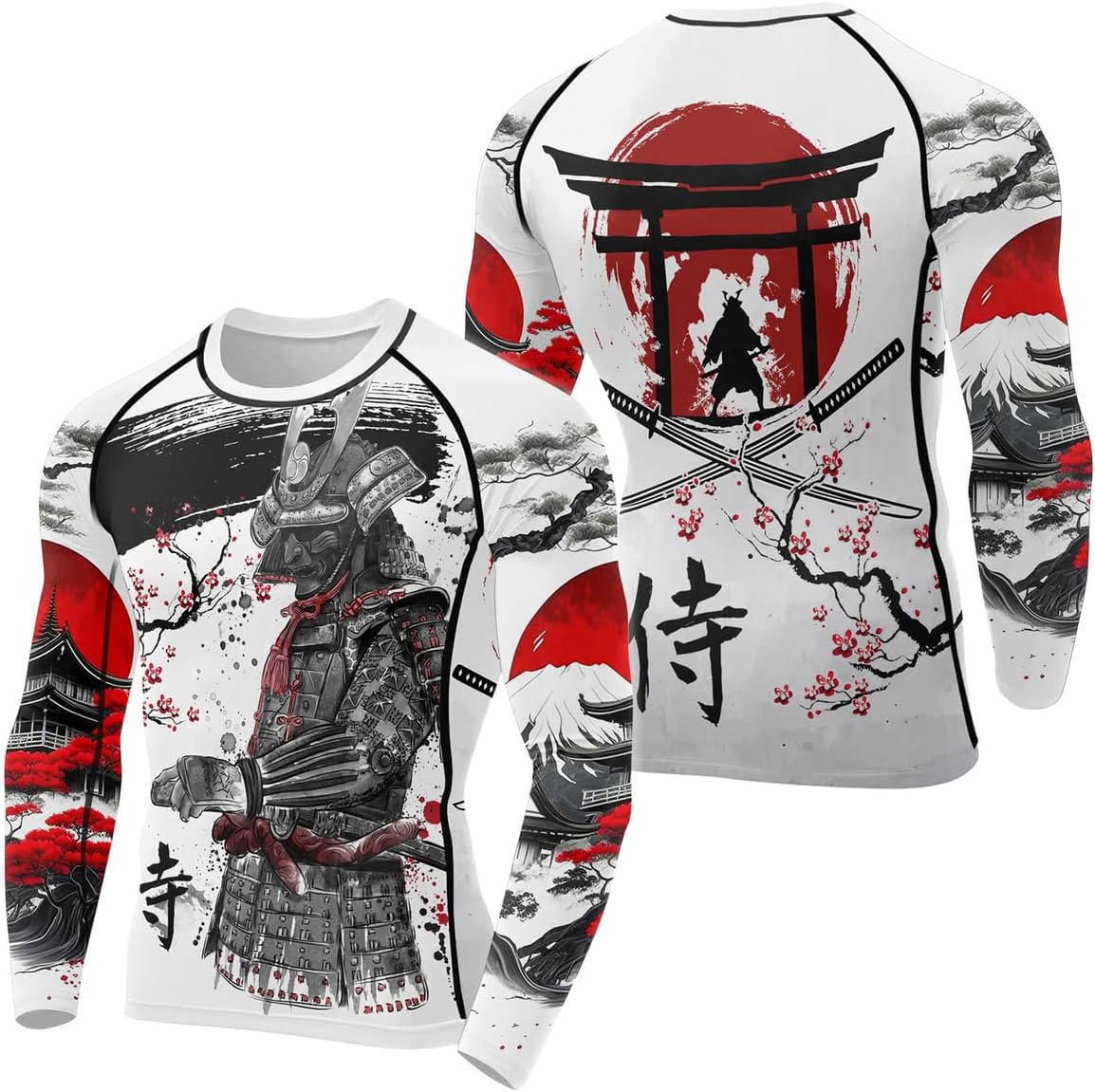 Samurai Long Sleeve Compression Shirt for Men Performance Fit Rash Guard Suitable for MMA BJJ and Workout