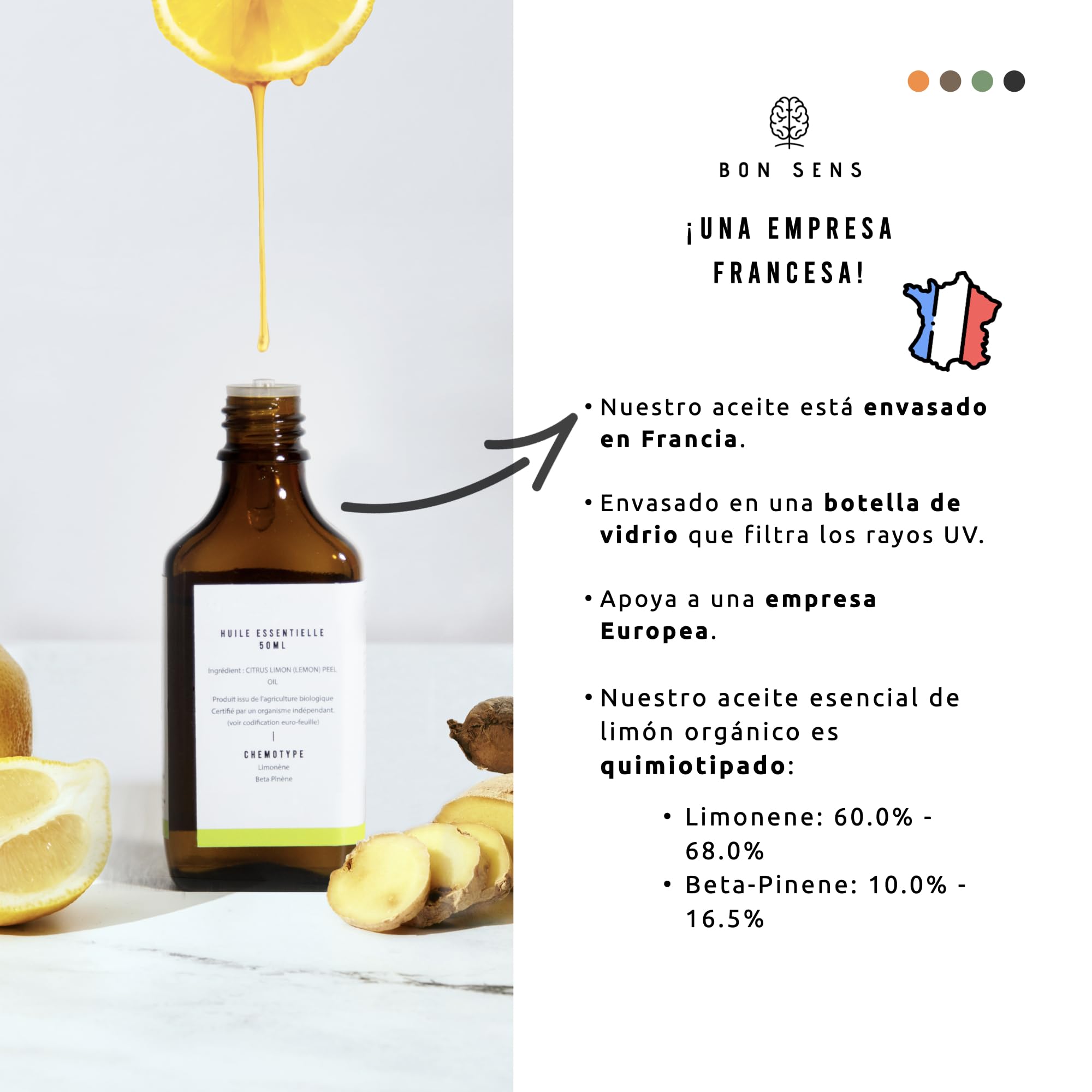 50ml Aceite Esencial de Limón BIO (Citrus limon Osbeck) - Cultivado en Italia - 100% Puro, Natural y Orgánico - Aceite Esencial de Limón para Consumo