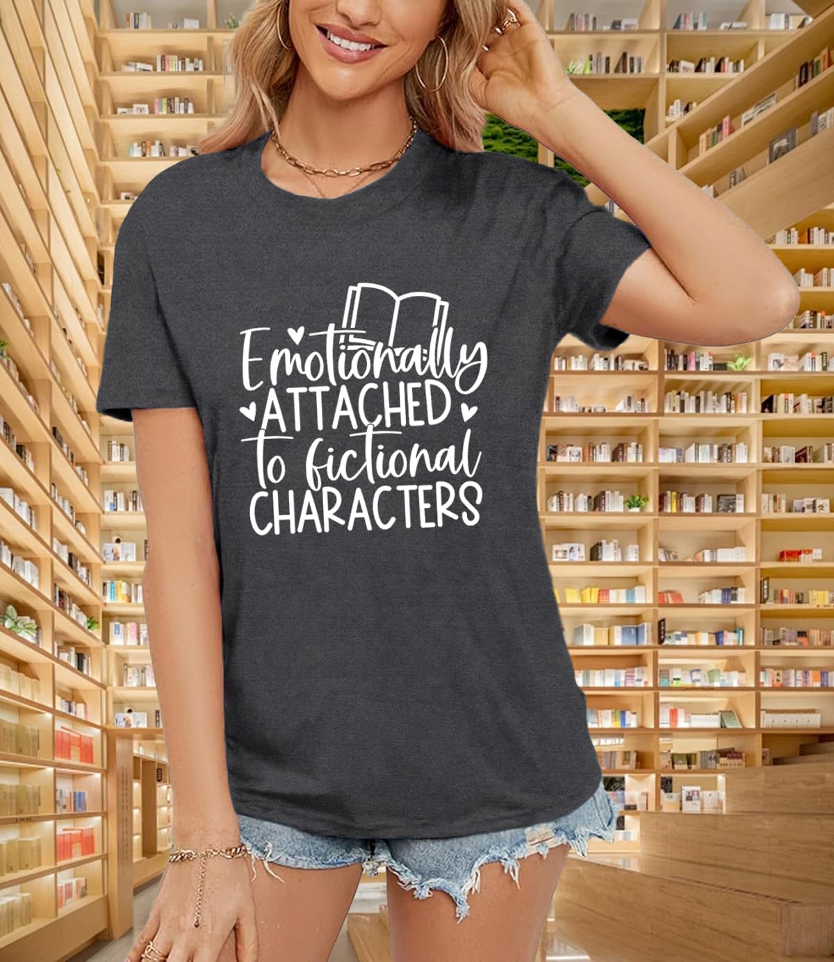 Womens Teacher Shirts Book T-Shirt Reading Tee Tops - Image 3
