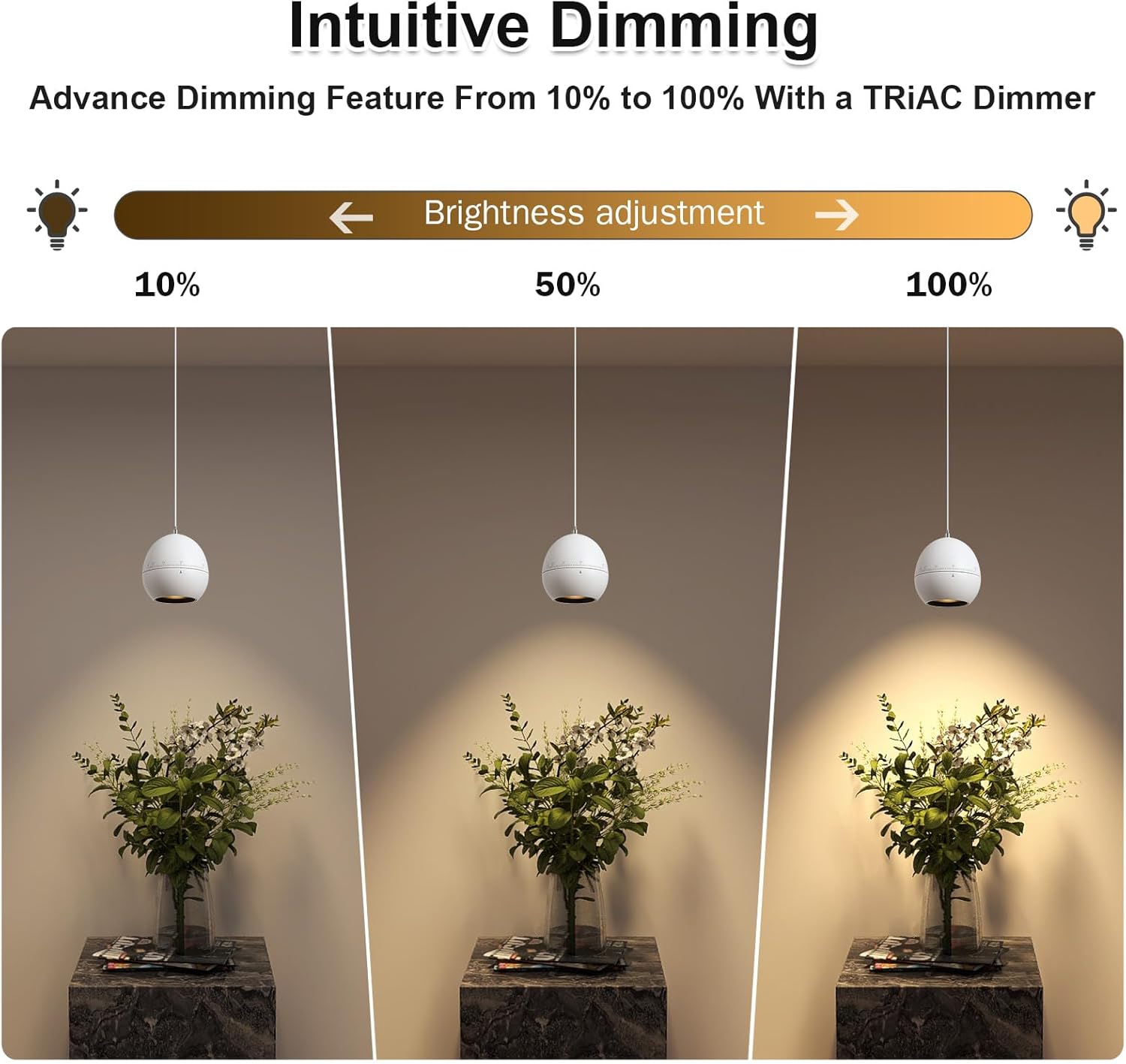 9W Modern Dimmable Zoomable Pendant Light Fixtures, Aluminum Ceiling Wired Hanging Light Spotlight Lamp for Kitchen Island Bedroom Bedside Cafe