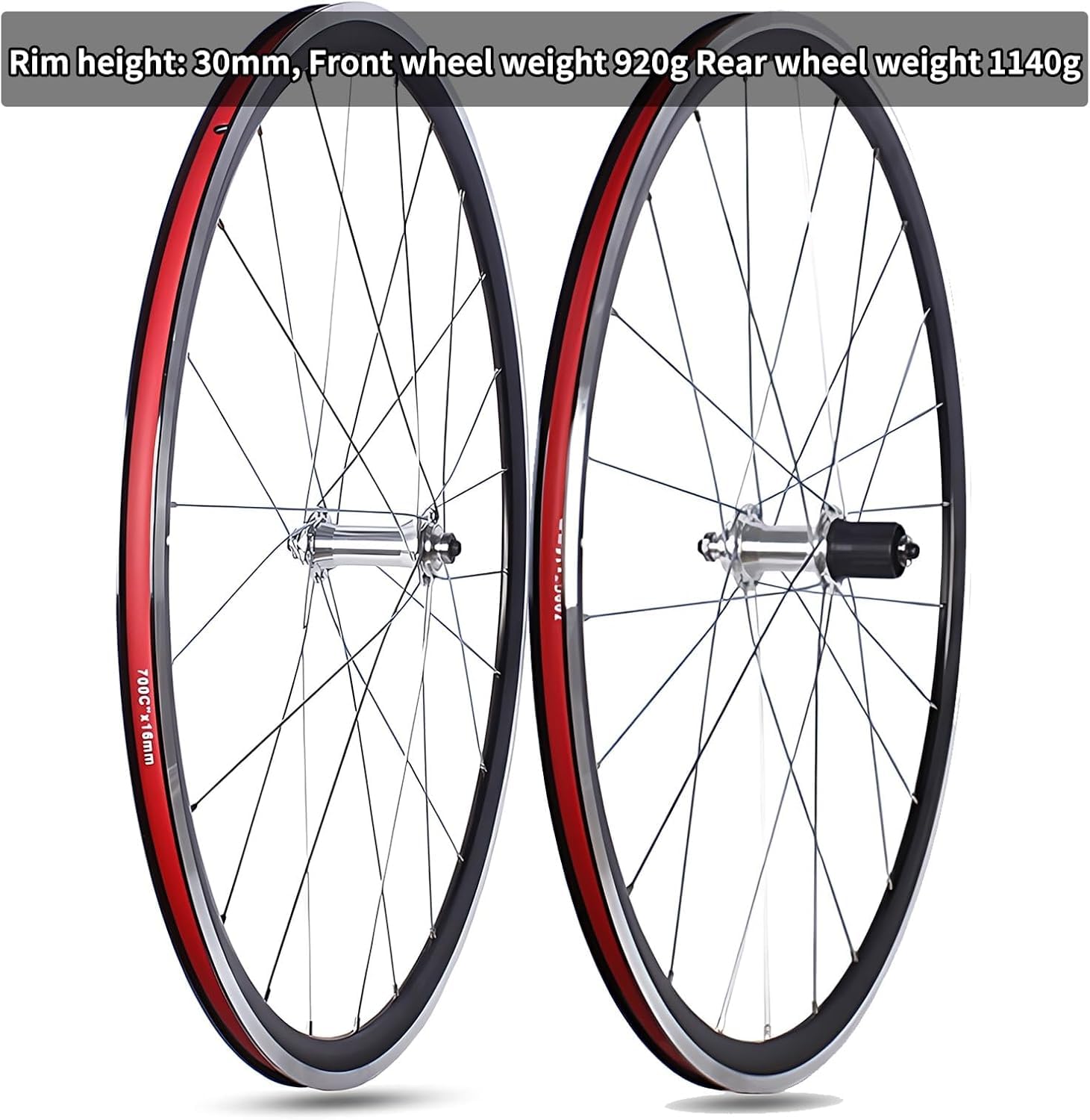Aluminium stopu 700C Rower Rowerowe Warstwa Doule Warstwa warstw V Szybkie uwalnianie 24H Hubs dla 7/8/10/11 Kaseta prędkości przednie i tylne koła (SVART), srebrne