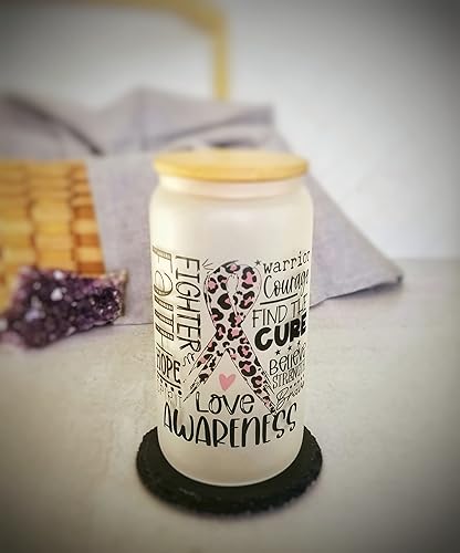 Miniatura 2 de Breast Cancer Awareness 16 Ounce Glass With Straw and Lid