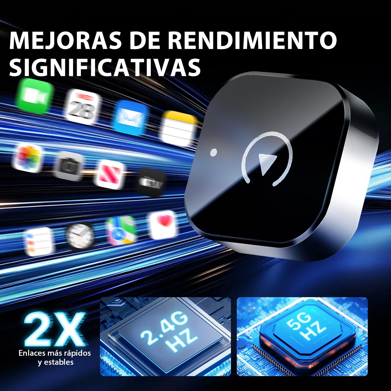 2026 Adaptador inalámbrico CarPlay 2 en 1, Mini Adaptador inalámbrico, CarPlay y Android Auto, sin latencia, diseño Mini USB,Accesorios para Coche, Compatible con iPhone y Android