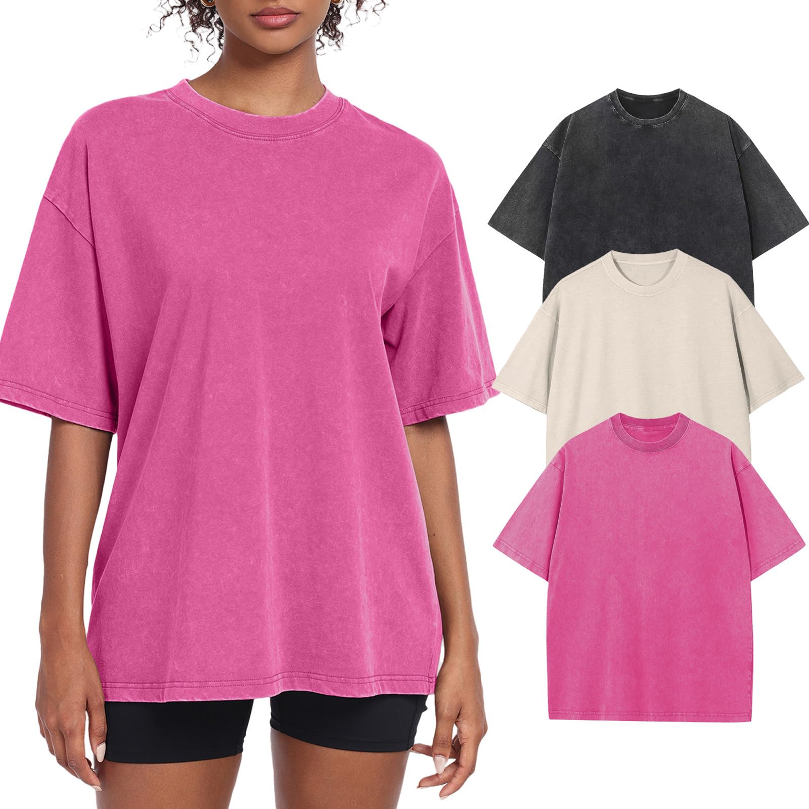 Oversized Tshirt for Damen Rundhals Kurzärmeliges Tops Casual Lockere Basic Sommer Tee Shirts Bluse