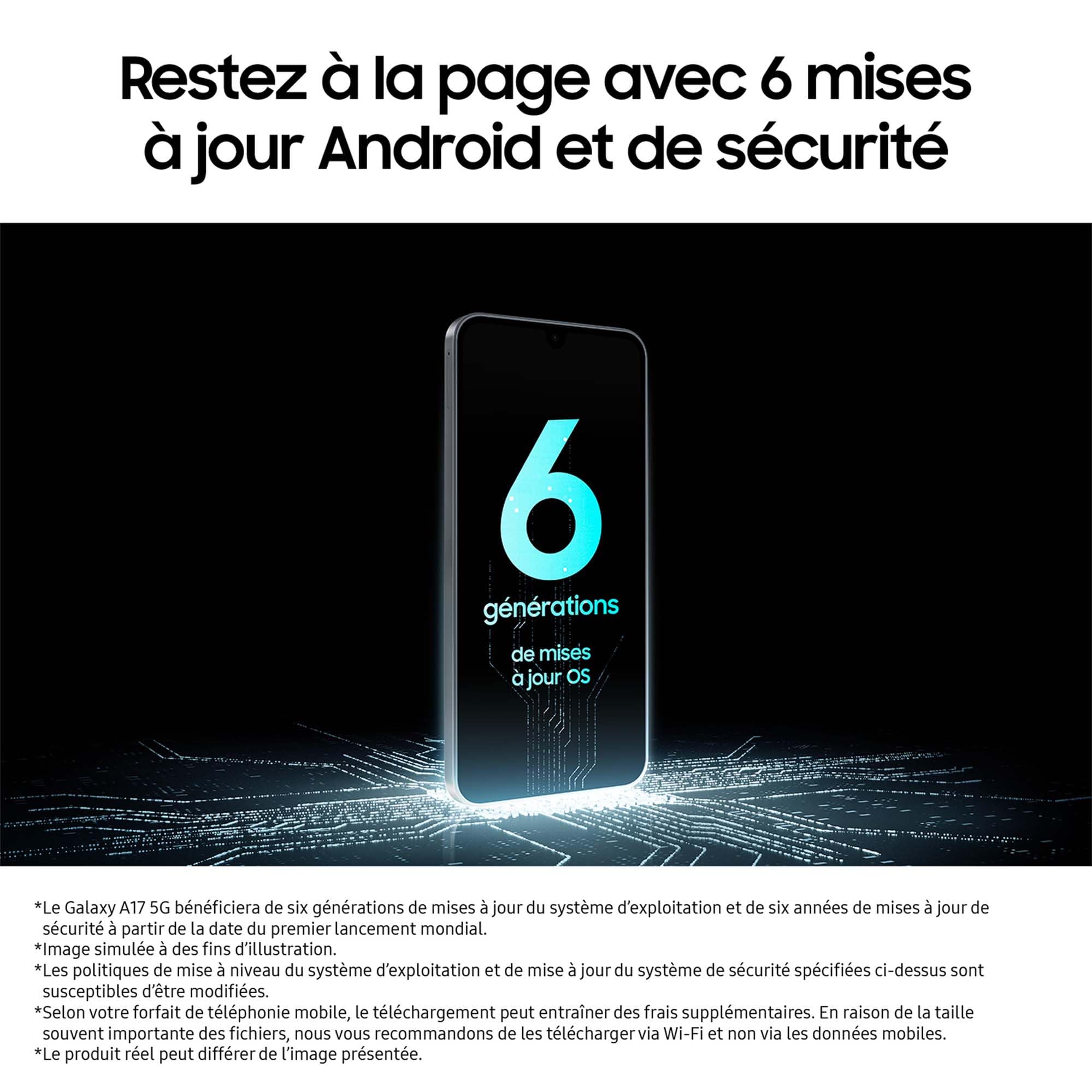 Samsung Galaxy A17 5G 128 Go, Smartphone Android déverrouillé, écran 6,7", Batterie 5000 mAh, Noir, Version FR